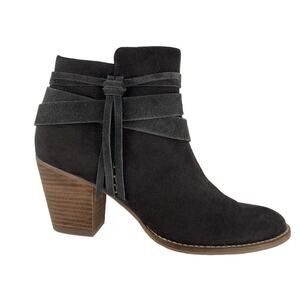 Dolce Vita Western Bootie Womens Size 9.5 Fringe Cowgirl Charcoal Suede